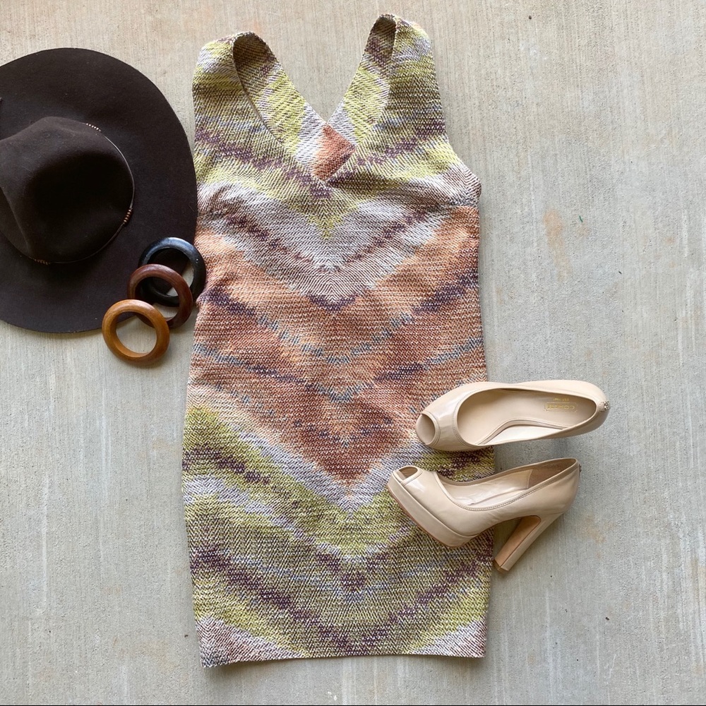 Tracy Reese earth toned chevron shift dress